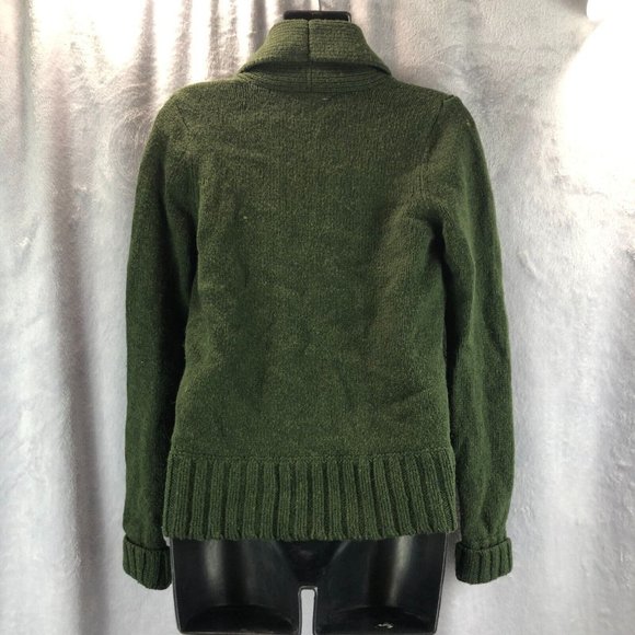 Vintage Fossil Women Sz M Wool Blend Bulky Long Sleeve Large Button Green Collar - Picture 5 of 12